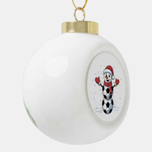 Snowman Soccer Christmas Santa Baseball Sport Keramische Bal Ornament (Links)