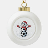 Snowman Soccer Christmas Santa Baseball Sport Keramische Bal Ornament (Voorkant)