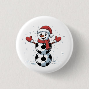 Snowman Soccer Christmas Santa Baseball Sport Ronde Button 3,2 Cm