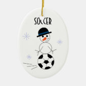 Snowman Soccer Player Keramisch Ornament (Voorkant)
