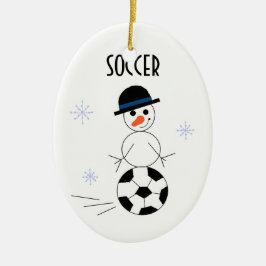 Snowman Soccer Player Keramisch Ornament