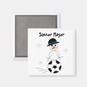 Snowman Soccer Player Magneet (Voorkant / Achterkant)
