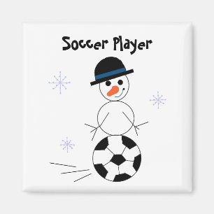 Snowman Soccer Player Magneet