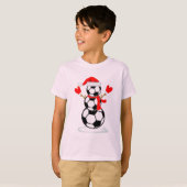 Snowman soccer T-Shirt Funny kerstcadeShirt (Voorkant volledig)