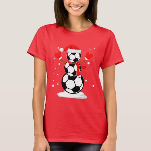 Snowman soccer T-Shirt Funny kerstcadeShirt (Voorkant)