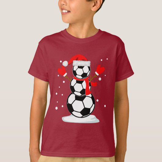 Snowman soccer T-Shirt Funny kerstcadeShirt (Voorkant)