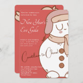 "Snowman Soiree" Nieuwjaarsgala uitnodigingen (Voorkant / Achterkant)