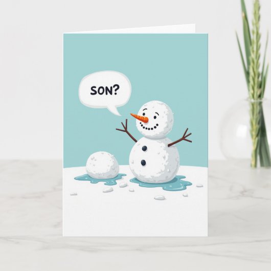 Snowman Son Melting Funny Christmas Card Kaart (Voorkant)