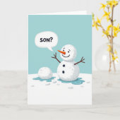 Snowman Son Melting Funny Christmas Card Kaart (Gele Bloem)