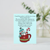Snowman Soup Coffee Cup Mok Candy Cane Briefkaart (Staand voorkant)