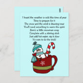 Snowman Soup Coffee Cup Mok Candy Cane Briefkaart (Voorkant / Achterkant)