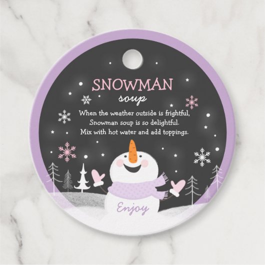 Snowman Soup-kerstcadeautje met warme chocolade Bedankjes Labels (Voorkant)