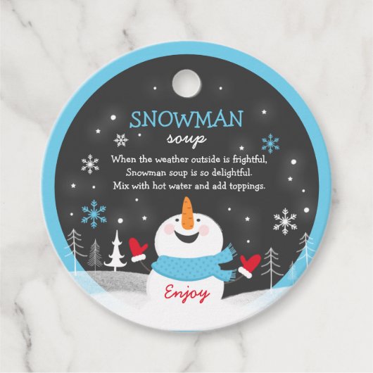 Snowman Soup-kerstcadeautje met warme chocolade Bedankjes Labels (Voorkant)