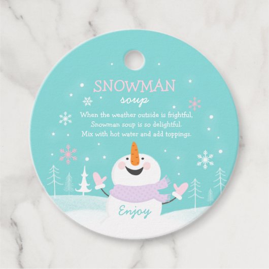 Snowman Soup-kerstcadeautje met warme chocolade Bedankjes Labels (Voorkant)