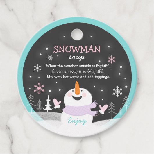 Snowman Soup-kerstcadeautje met warme chocolade Bedankjes Labels (Voorkant)