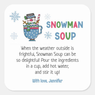 Snowman Soup Recept Snowman Soup Favoriet Vierkante Sticker