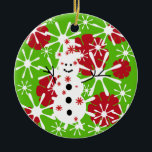Snowman Splotch Keepslag Ornament<br><div class="desc">Witte,  rode en groene traditionele kerstkleuren Snowman Splotch keepomwille ornament.</div>