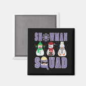 Snowman Squad Funny Family Matching, Teacher And S Magneet (Voorkant / Achterkant)