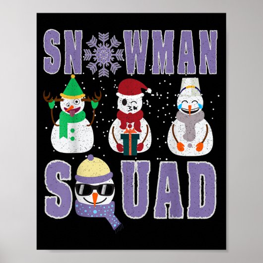 Snowman Squad Funny Family Matching, Teacher And S Poster (Voorkant)