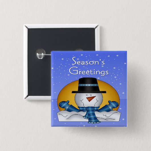 Snowman Square Button (Voorkant /achterkant)