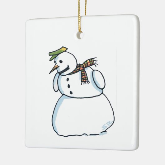 Snowman square ceramic ornament (Links)
