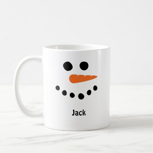 Snowman staat voor mok. Personaliseer met naam. Koffiemok (Links)