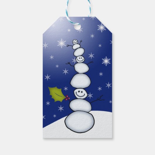 Snowman Stack kerstcadeau Label Cadeaulabel (Achterkant)