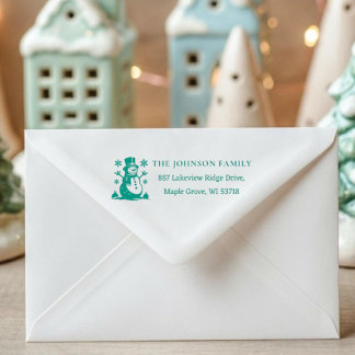 [Snowman Stamp] Custom Christmas Winter Address  Zelfinktende Stempel