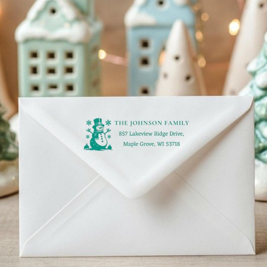 [Snowman Stamp] Custom Christmas Winter Address  Zelfinktende Stempel