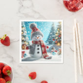 Snowman standing in winter landscape servet (Insitu)