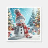Snowman standing in winter landscape servet (Voorkant)