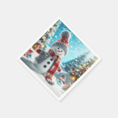 Snowman standing in winter landscape servet (Hoek)