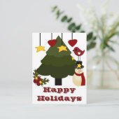 Snowman Stars Bird Cute Kerstmis Feestdagen Tree (Staand voorkant)