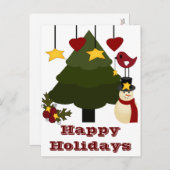 Snowman Stars Bird Cute Kerstmis Feestdagen Tree (Voorkant / Achterkant)