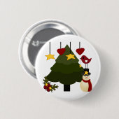 Snowman Stars Bird Cute Kerstmis Feestdagen Tree Ronde Button 5,7 Cm (Voorkant /achterkant)