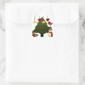 Snowman Stars Bird Cute Kerstmis Feestdagen Tree Vierkante Sticker (Tas)