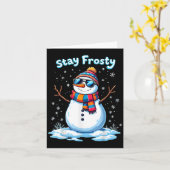 Snowman Stay Frosty Grappige Kerstmisjes Kaart (Gele Bloem)