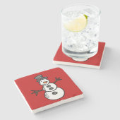 Snowman Stenen Onderzetter (Zijkant)