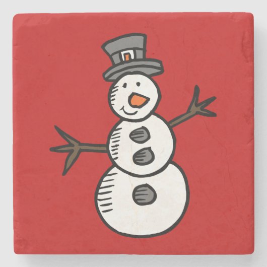 Snowman Stenen Onderzetter (Voorkant)