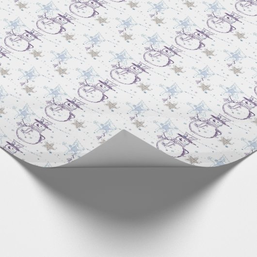 Snowman Stick Figuur Kerstmis Cadeaupapier (Hoek)