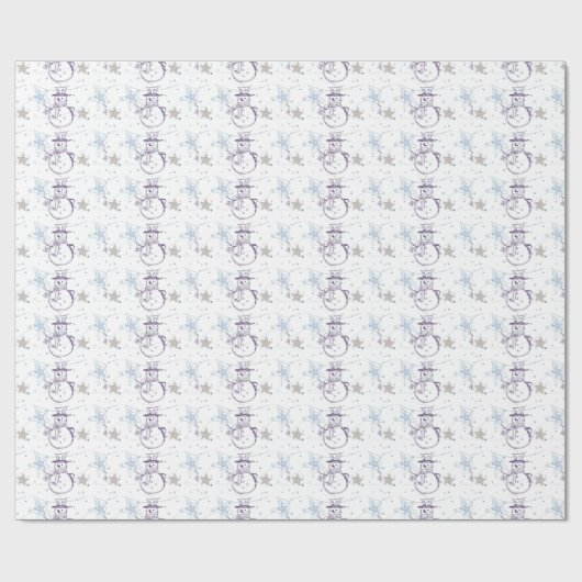 Snowman Stick Figuur Kerstmis Cadeaupapier (Vlak)