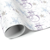 Snowman Stick Figuur Kerstmis Cadeaupapier (Rol Hoek)