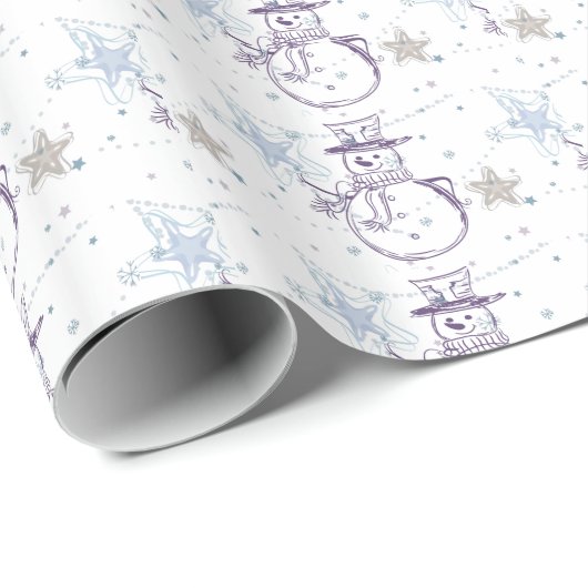Snowman Stick Figuur Kerstmis Cadeaupapier (Rol Hoek)