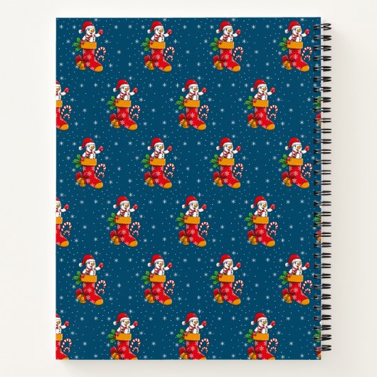 Snowman Stocking Candy Cane en Snowflakes Patroon Notitieboek (Achterkant)