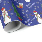 Snowman Stocking kerstpatroon op blauw Cadeaupapier (Rol Hoek)