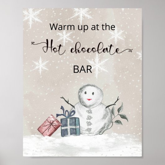 Snowman stond op bij de warme chocoladebar poster (Voorkant)