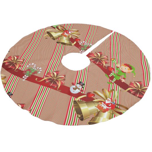 Snowman Stripe Elves Kerstboom Rok (Gekanteld)