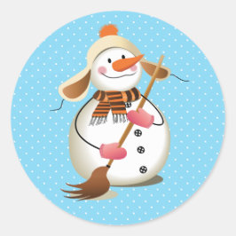Snowman Sweep Glossy Stickers 3 inch (vel 6)