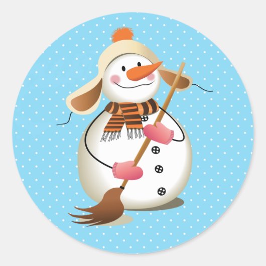 Snowman Sweep Glossy Stickers 3 inch (vel 6) (Voorkant)