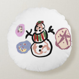 Snowman sweet rond kussen